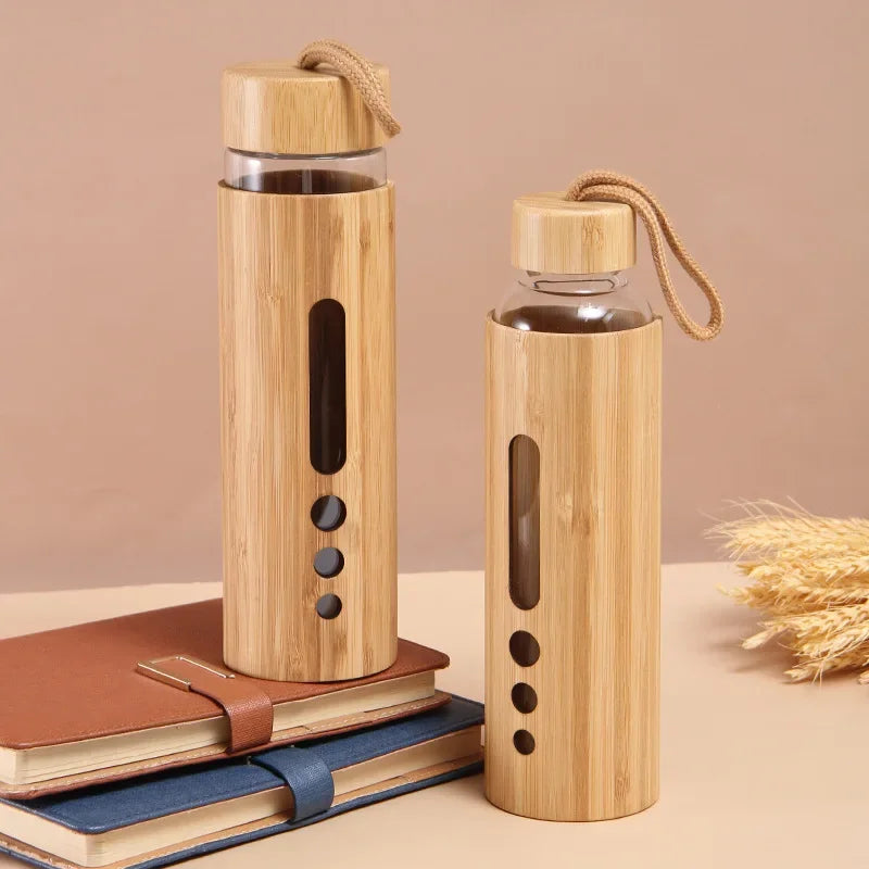 Borosilicate Glass Water Bottle with Bamboo Lid