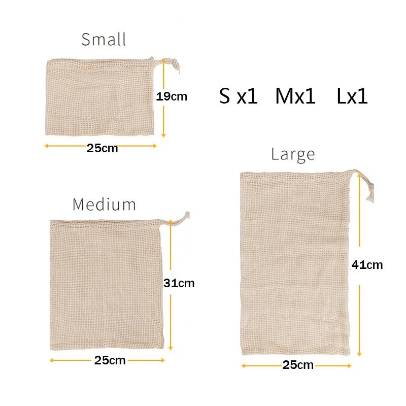 Eco-Friendly Reusable Cotton Mesh Bags