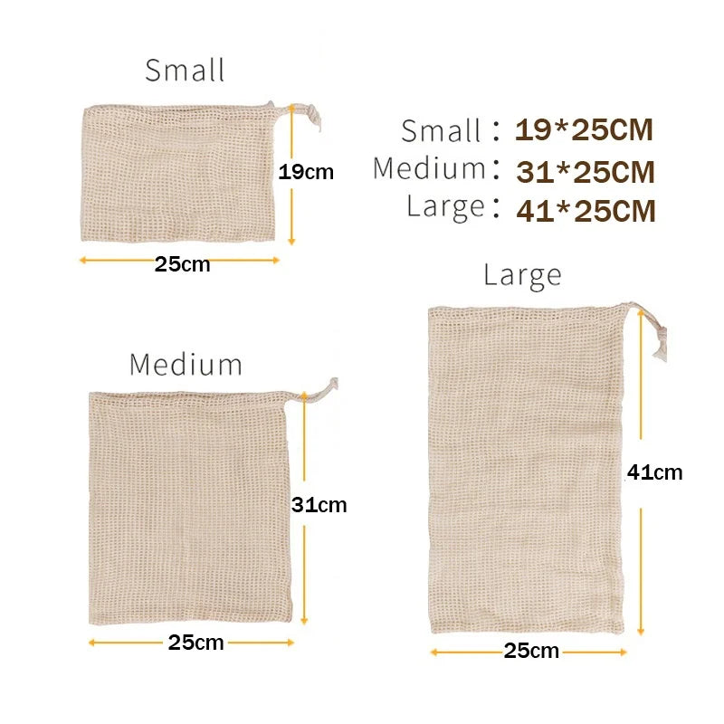 Eco-Friendly Reusable Cotton Mesh Bags