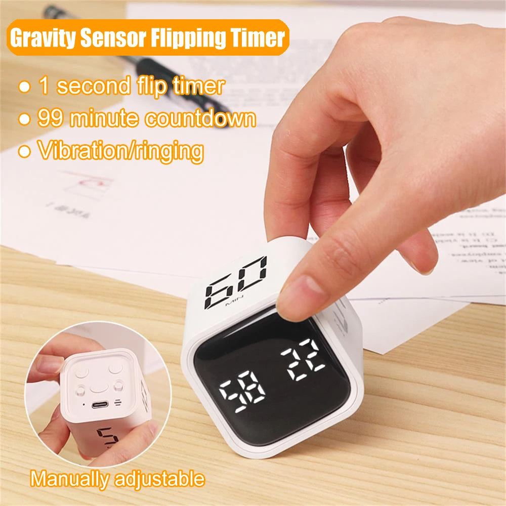 Cubical Timer Gravity Sensor Flipping LED Display