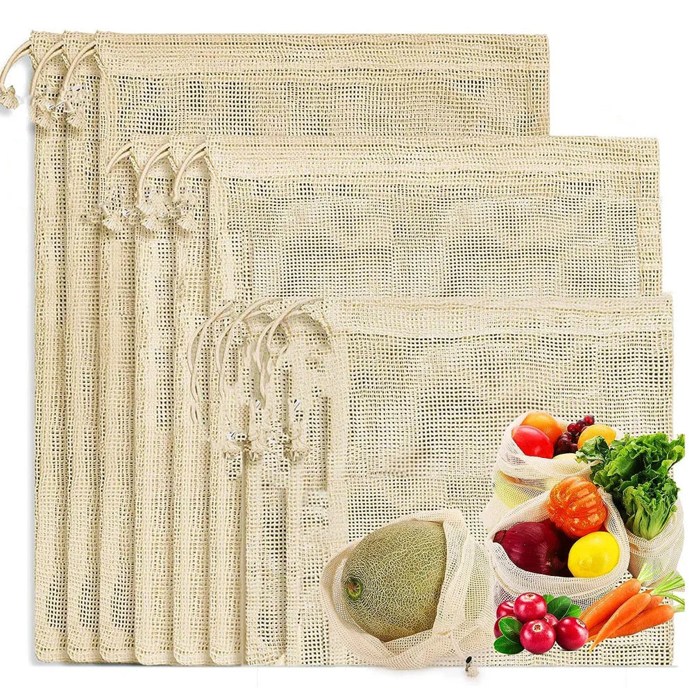 Eco-Friendly Reusable Cotton Mesh Bags