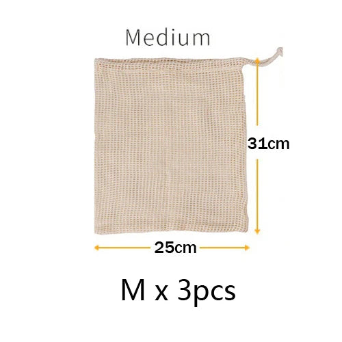 Eco-Friendly Reusable Cotton Mesh Bags